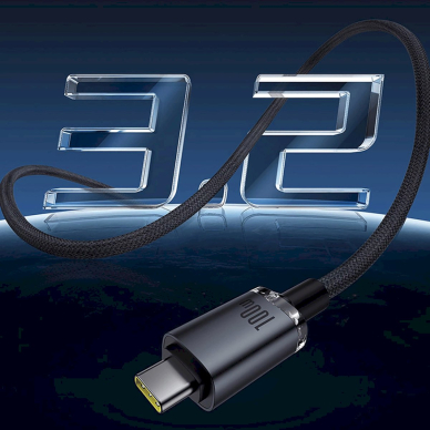 Baseus Crystal Shine CB000089 USB-C / USB-C USB3.2 kabelis 100W 20Gb 1.5 m – juodas 8