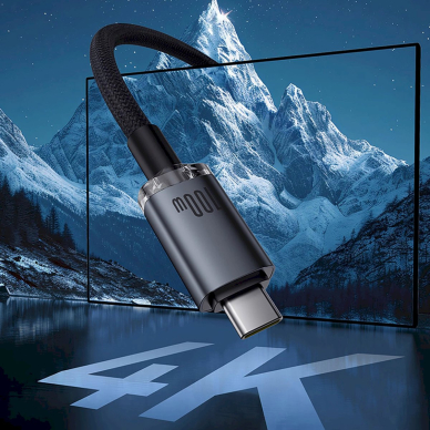 Baseus Crystal Shine CB000089 USB-C / USB-C USB3.2 kabelis 100W 20Gb 1.5 m – juodas 9