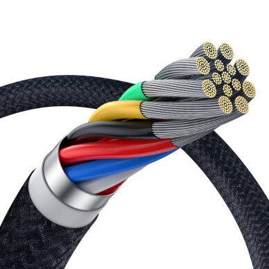 Duomenų ir įkrovimo kabelis Baseus Crystal Shine CB000089 USB-C / USB-C USB 3.2 100 W 20 Gbps 1.5 m – juodas 5