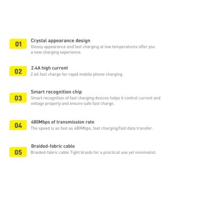 Krovimo kabelis Baseus Crystal Shine Series USB-A / Lightning 2.4 A 2 m – mėlynas (CAJY000103) 19