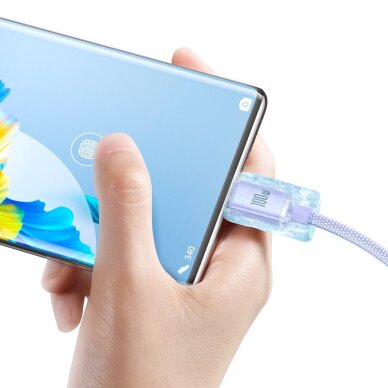 Krovimo kabelis Baseus Crystal Shine Series USB-A / USB-C 100 W 2 m – violetinis (CAJY000505) 3