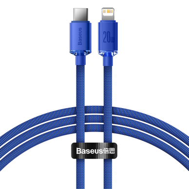Greito Įkrovimo Kabelis Baseus crystal shine series USB Type C į Lightning 20W 1.2m Mėlynas (CAJY000203)