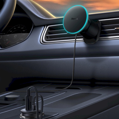Baseus CW01 automobilinis laikiklis iPhone su 15W belaidžiu įkrovikliu, montavimas ant grotelių – juodas 10
