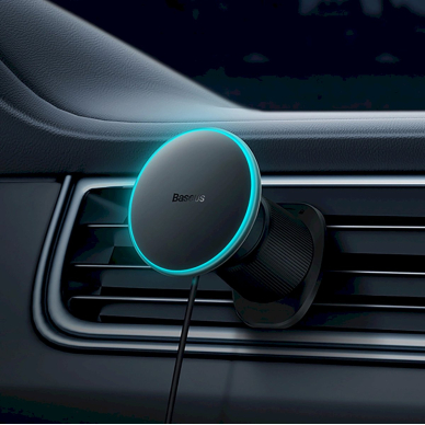 Baseus CW01 automobilinis laikiklis iPhone su 15W belaidžiu įkrovikliu, montavimas ant grotelių – juodas 12