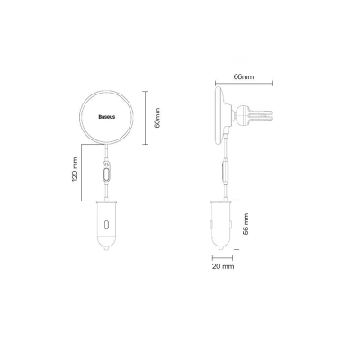 Baseus CW01 MagSafe 15W USB 25W inductive car charger - Juodas 13 Baseus CW01 MagSafe 15W USB 25W inductive car charger - Juodas 13