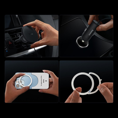 Baseus CW01 MagSafe 15W USB 25W inductive car charger - Juodas 9 Baseus CW01 MagSafe 15W USB 25W inductive car charger - Juodas 9
