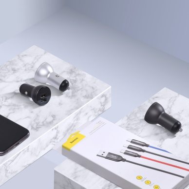 Įkroviklis Baseus Digital Display Dual USB 4.8A Car Charger 24W + 3in1 USB - UBS Type C / micro USB / Lightning 1,2m cable juodas 5 Įkroviklis Baseus Digital Display Dual USB 4.8A Car Charger 24W + 3in1 USB - UBS Type C / micro USB / Lightning 1,2m cable juodas 5