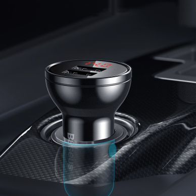 Autombilinis Įkroviklis Baseus Digital Display Dual USB 4.8A Car Charger 24W pilkas 12 Autombilinis Įkroviklis Baseus Digital Display Dual USB 4.8A Car Charger 24W pilkas 12