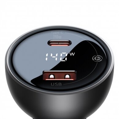 Baseus Digital Display fast car charger USB-A / USB-C PD3.1 140W Juodas + USB-C cable Baseus Superior Series 5A 240W 1m Juodas (CGZX070001) 5 Baseus Digital Display fast car charger USB-A / USB-C PD3.1 140W Juodas + USB-C cable Baseus Superior Series 5A 240W 1m Juodas (CGZX070001) 5
