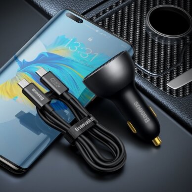 Baseus Digital Display fast car charger USB-A / USB-C PD3.1 140W Juodas + USB-C cable Baseus Superior Series 5A 240W 1m Juodas (CGZX070001) 8 Baseus Digital Display fast car charger USB-A / USB-C PD3.1 140W Juodas + USB-C cable Baseus Superior Series 5A 240W 1m Juodas (CGZX070001) 8