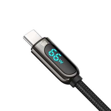 Baseus Display Fast Charging Data USB-A / USB-C 66W 1 m kabelis – juodas 1