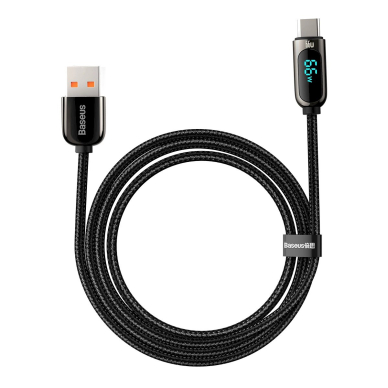 Baseus Display Fast Charging Data USB-A / USB-C 66W 1 m kabelis – juodas 2