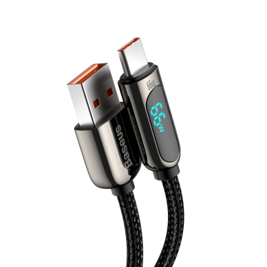 Baseus Display Fast Charging Data USB-A / USB-C 66W 1 m kabelis – juodas 3