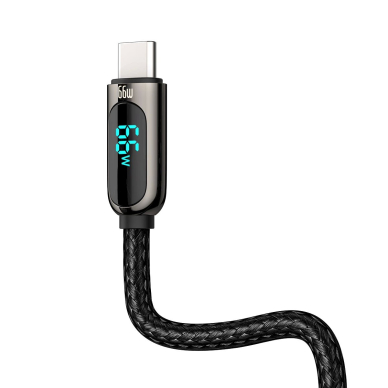 Baseus Display Fast Charging Data USB-A / USB-C 66W 1 m kabelis – juodas 4