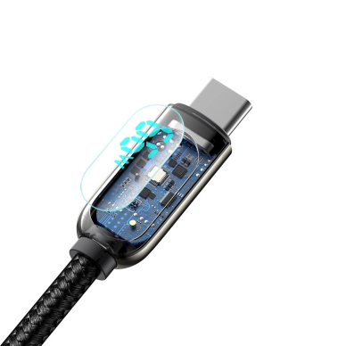 Baseus Display Fast Charging Data USB-A / USB-C 66W 1 m kabelis – juodas 5