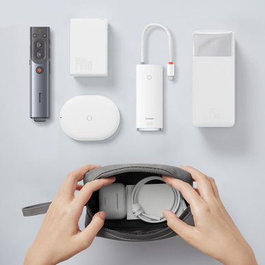 Baseus EasyJourney Series small travel bag phone pouch, ausinės and other small items pilkos spalvos 11 Baseus EasyJourney Series small travel bag phone pouch, ausinės and other small items pilkos spalvos 11