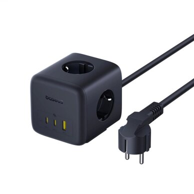 Įkrovimo stotelė Baseus EnerFill FA11 67 W su USB-A + USB-C lizdais ir 3 x EU jungtimis 1.5 m – juoda 2