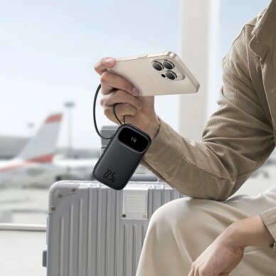 Išorinė baterija Baseus EnerFill FC31 10000 mAh 22.5 W su ekranu ir 2 integruotais laidais (USB-C + Lightning) – juoda 5