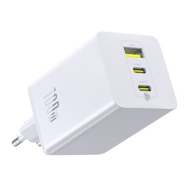 Sieninis įkroviklis Baseus EnerFill FE11 2 x USB-C / USB-A 100 W – baltas 1 Sieninis įkroviklis Baseus EnerFill FE11 2 x USB-C / USB-A 100 W – baltas 1