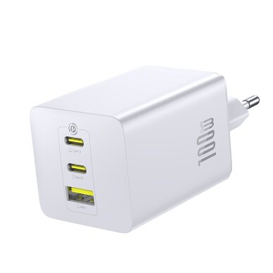 Sieninis įkroviklis Baseus EnerFill FE11 2 x USB-C / USB-A 100 W – baltas Sieninis įkroviklis Baseus EnerFill FE11 2 x USB-C / USB-A 100 W – baltas