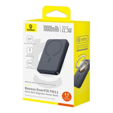 Išorinė baterija Baseus EnerFill FM11 Ultra-Mini 10000 mAh 22.5 W su MagSafe ir Baseus Simple USB-C 20 V/3 A 30 cm kabeliu – juoda 5 Išorinė baterija Baseus EnerFill FM11 Ultra-Mini 10000 mAh 22.5 W su MagSafe ir Baseus Simple USB-C 20 V/3 A 30 cm kabeliu – juoda 5