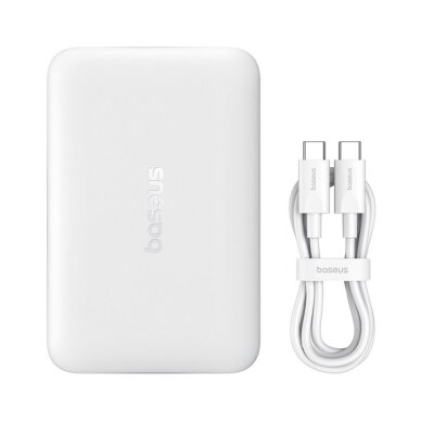Išorinė baterija Baseus EnerFill FM11 Ultra-Mini 10000 mAh 22.5 W su MagSafe ir Baseus Simple USB-C 20 V/3 A 30 cm kabeliu – balta 1
