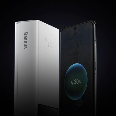 Išorinė baterija Baseus EnerFill FP41 30000 mAh 22.5 W su Baseus Simple USB-A – USB-C 3 A 30 cm kabeliu – balta 10
