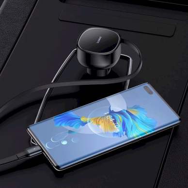 Baseus Enjoyment Pro USB-C (female) / USB-C (male) 60W car Įkroviklis - Juodas 6 Baseus Enjoyment Pro USB-C (female) / USB-C (male) 60W car Įkroviklis - Juodas 6