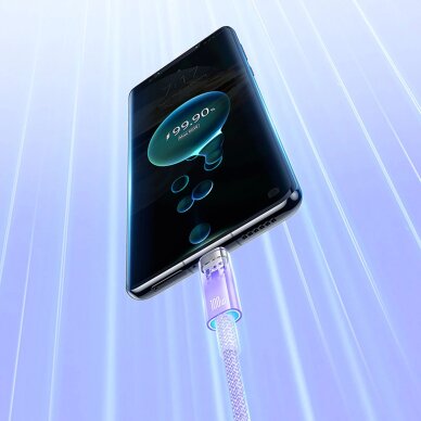 Krovimo kabelis Baseus Explorer 100 W USB-A – USB-C su temperatūros jutikliu 1 m – violetinis 10 Krovimo kabelis Baseus Explorer 100 W USB-A – USB-C su temperatūros jutikliu 1 m – violetinis 10