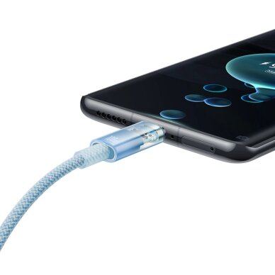Krovimo kabelis Baseus Explorer 100 W USB-C – USB-C su temperatūros jutikliu 1 m – mėlynas 6