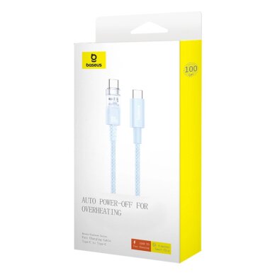 Krovimo kabelis Baseus Explorer 100 W USB-C – USB-C su temperatūros jutikliu 1 m – mėlynas 7