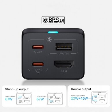 Baseus fast charger GaN5 Pro HUB HDMI 2 x USB-C / USB-A / HDMI 4K 30Hz 1.5m Juodas + USB-C cable - USB-C 100W 40Gb/s (USB4) 1m (CCGP110201) 11 Baseus fast charger GaN5 Pro HUB HDMI 2 x USB-C / USB-A / HDMI 4K 30Hz 1.5m Juodas + USB-C cable - USB-C 100W 40Gb/s (USB4) 1m (CCGP110201) 11