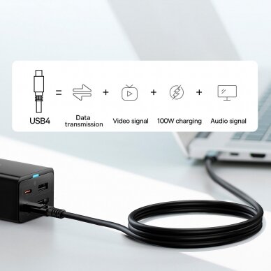Baseus fast charger GaN5 Pro HUB HDMI 2 x USB-C / USB-A / HDMI 4K 30Hz 1.5m Juodas + USB-C cable - USB-C 100W 40Gb/s (USB4) 1m (CCGP110201) 12 Baseus fast charger GaN5 Pro HUB HDMI 2 x USB-C / USB-A / HDMI 4K 30Hz 1.5m Juodas + USB-C cable - USB-C 100W 40Gb/s (USB4) 1m (CCGP110201) 12