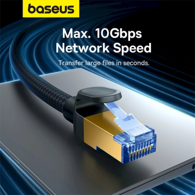 Baseus greitas interneto kabelis RJ45 cat.7 10Gbps 8 m, pintas – juodas 11