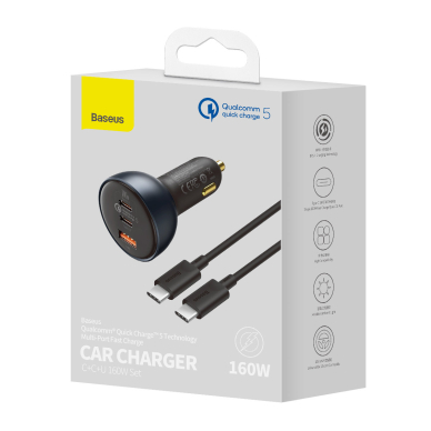 Baseus fast USB / USB car charger Type C 160W PPS Quick Charge 5 PD Pilkas (TZCCZM-0G) 4 Baseus fast USB / USB car charger Type C 160W PPS Quick Charge 5 PD Pilkas (TZCCZM-0G) 4