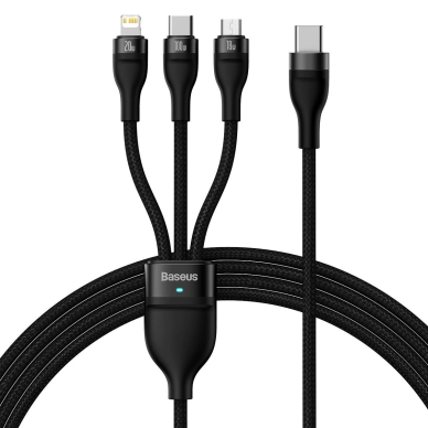 Kabelis Baseus Flash Series II USB Type C / USB Type A - USB Type C / Lightning / micro USB 100 W 1.5 m Juodas (CASS030201) Kabelis Baseus Flash Series II USB Type C / USB Type A - USB Type C / Lightning / micro USB 100 W 1.5 m Juodas (CASS030201)
