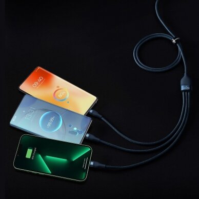 Kabelis Baseus Flash Series II USB Type C / USB Type A - USB Type C / Lightning / micro USB 100 W 1.5 m Mėlynas (CASS030203) 8