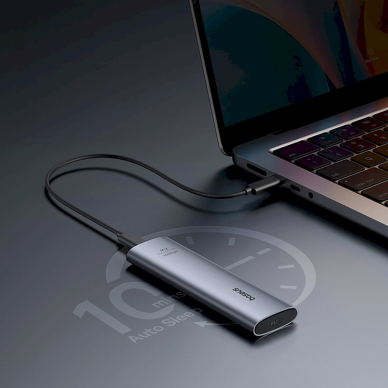 Baseus FlyJoy M.2 NVMe 10 Gb/s SSD dėklas – pilkas 13 Baseus FlyJoy M.2 NVMe 10 Gb/s SSD dėklas – pilkas 13