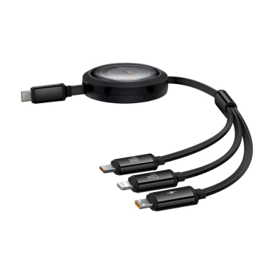 Baseus Free2Draw CB000084 ištraukiamas USB-C – Lightning / USB-C / micro USB kabelis 100W 1.1 m – juodas 2