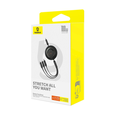 Baseus Free2Draw CB000084 ištraukiamas USB-C – Lightning / USB-C / micro USB kabelis 100W 1.1 m – juodas 6