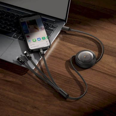 Baseus Free2Draw CB000084 ištraukiamas USB-C – Lightning / USB-C / micro USB kabelis 100W 1.1 m – juodas 8
