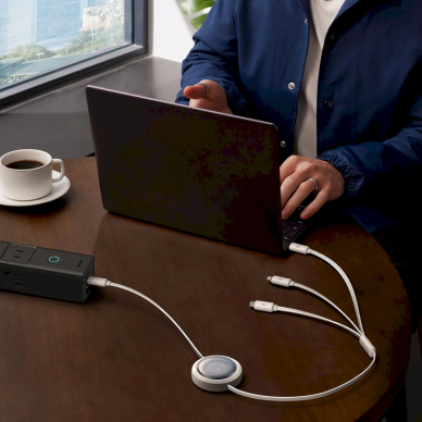 Baseus Free2Draw CB000084 ištraukiamas USB-C – Lightning / USB-C / micro USB kabelis 100W 1.1 m – baltas 10