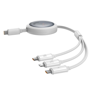 Baseus Free2Draw CB000084 ištraukiamas USB-C – Lightning / USB-C / micro USB kabelis 100W 1.1 m – baltas 2