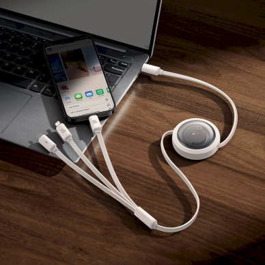 Baseus Free2Draw CB000084 ištraukiamas USB-C – Lightning / USB-C / micro USB kabelis 100W 1.1 m – baltas 8