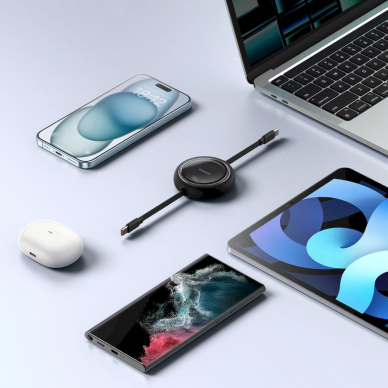 Baseus Free2Draw Mini USB-C - USB-C 100W 1m retractable Kabelis - Juodas 7 Baseus Free2Draw Mini USB-C - USB-C 100W 1m retractable Kabelis - Juodas 7