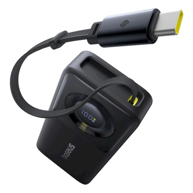 Baseus Free2Pull 10000mAh 30W Power Bank su USB-C jungtimi, ištraukiamas USB-C kabelis – juodas 1