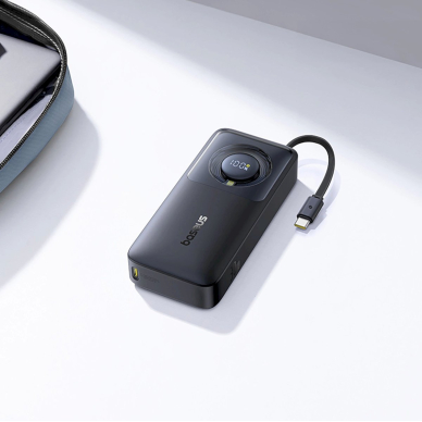 Baseus Free2Pull 10000mAh 30W Power Bank su USB-C jungtimi, ištraukiamas USB-C kabelis – juodas 8