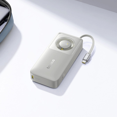 Baseus Free2Pull 10000mAh 30W Power Bank su USB-C jungtimi, ištraukiamas USB-C kabelis – pilkas 8