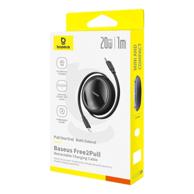 Baseus Free2Pull ištraukiamas USB-C / Lightning kabelis 20W 1 m – juodas 6