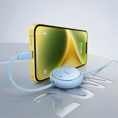 Baseus Free2Pull ištraukiamas USB-C / Lightning kabelis 20W 1 m – mėlynas 7 Baseus Free2Pull ištraukiamas USB-C / Lightning kabelis 20W 1 m – mėlynas 7